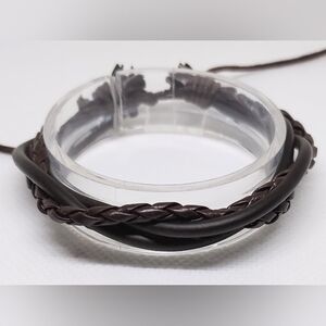 Men's Bracelet Leather‎ Braided Layered Brown New f30